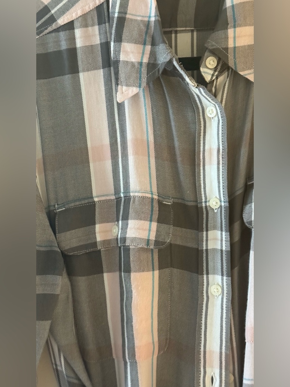 Ralph Lauren Plaid Shirt‑Style Maxi Dress in Gray and Cream - Picture 7 of 8